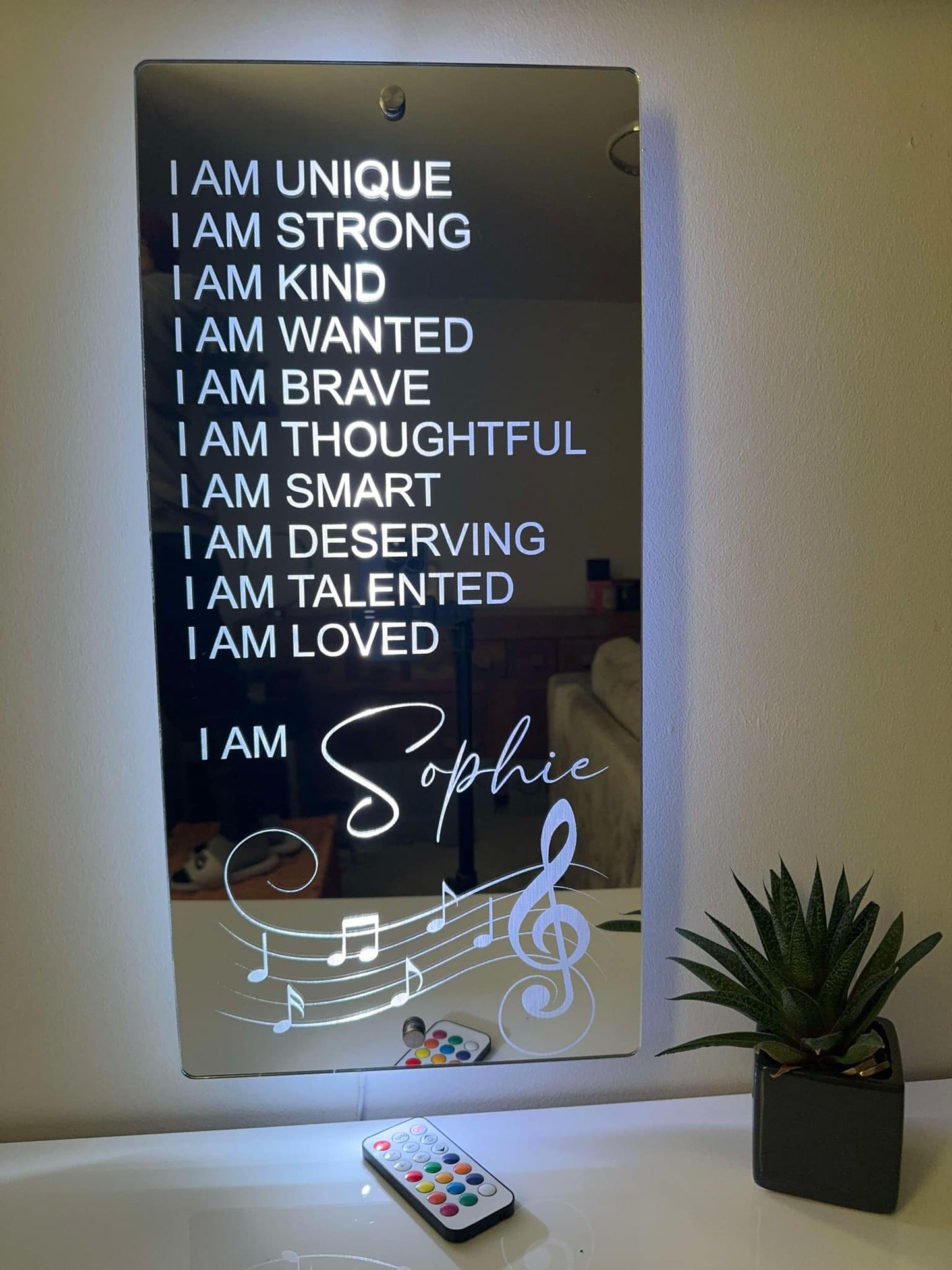 Personalised Affirmations Mirror - Music Gift