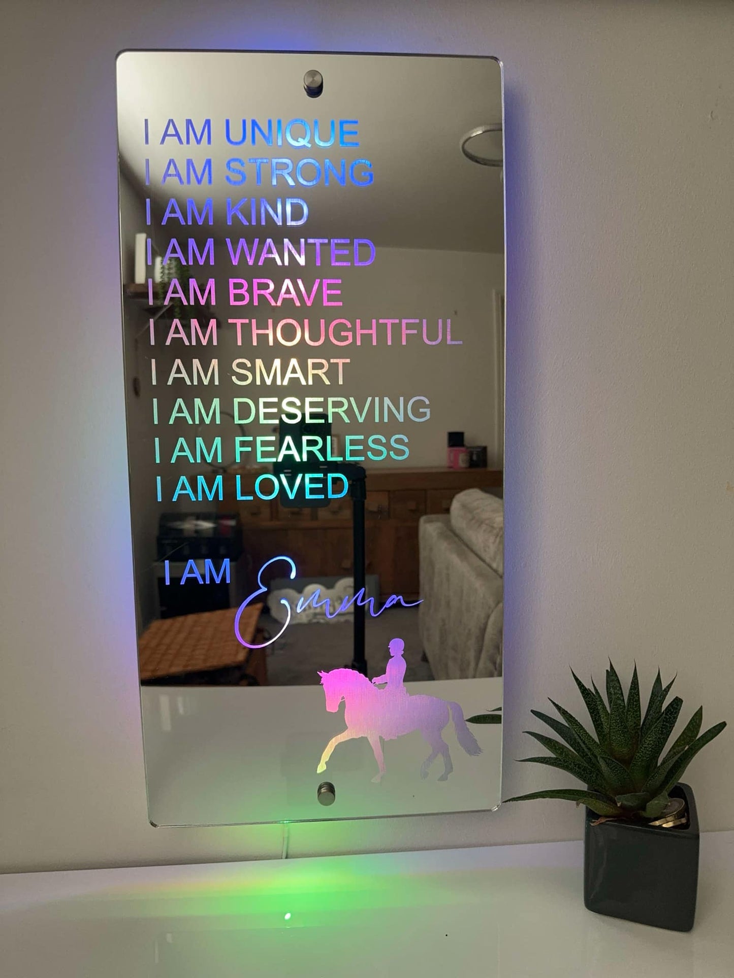 Personalised Affirmations Mirror - Equestrian Gift