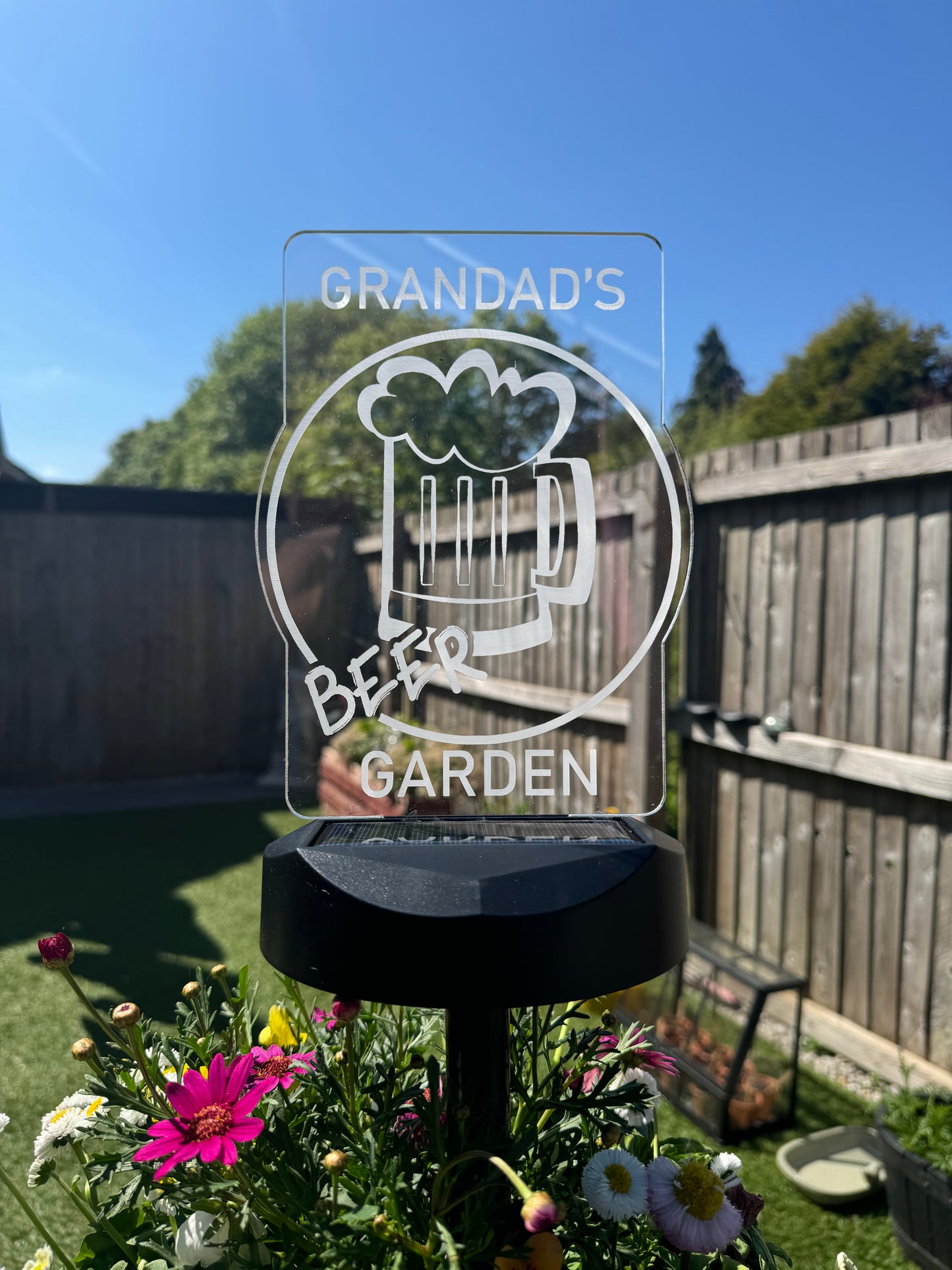 Personalised Solar Light - Beer Garden Sign - Gift For Dad - Fathers Day Gift