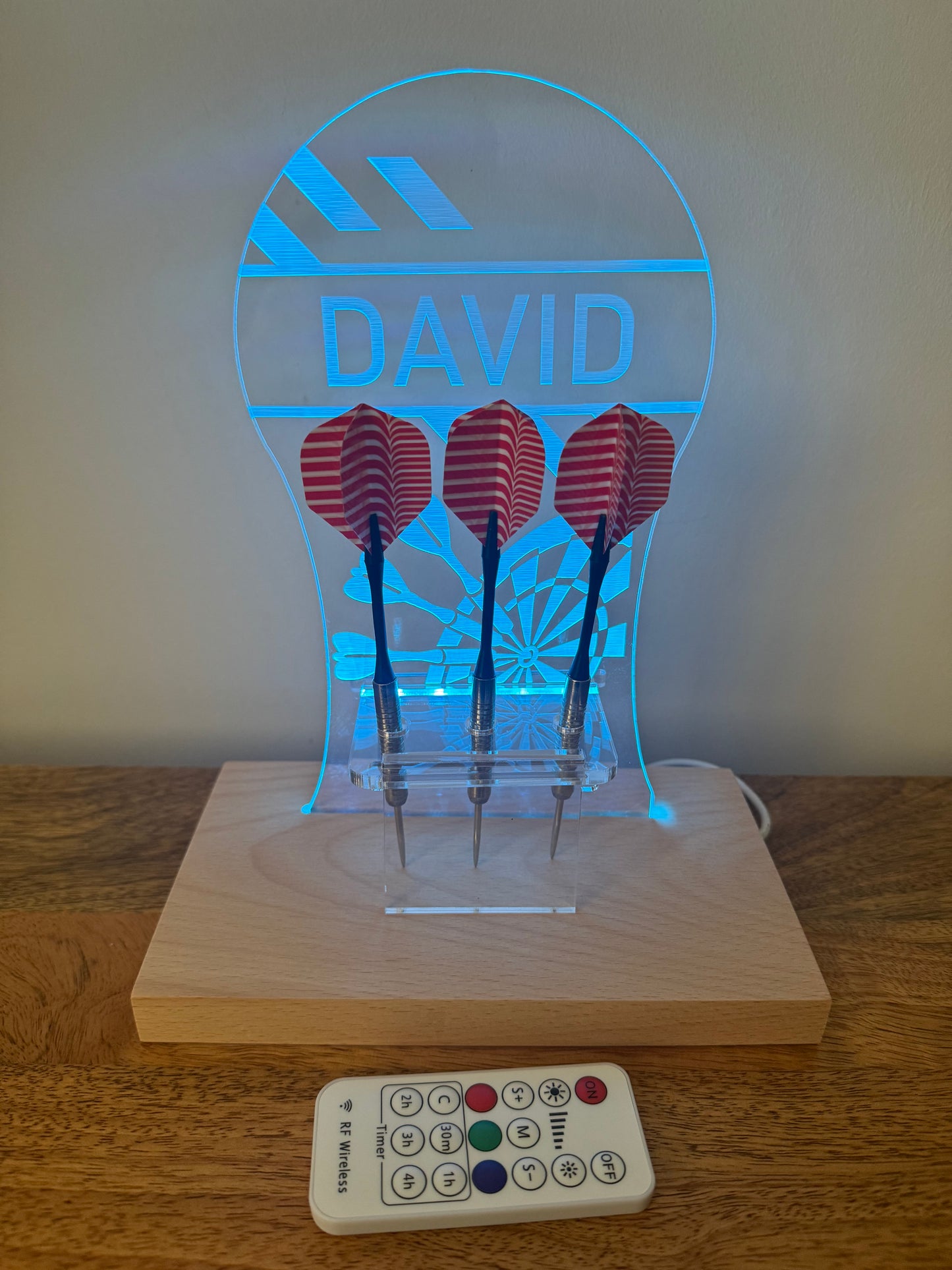 Personalised LED Light-Up Darts Holder – Custom Engraved with Any Name