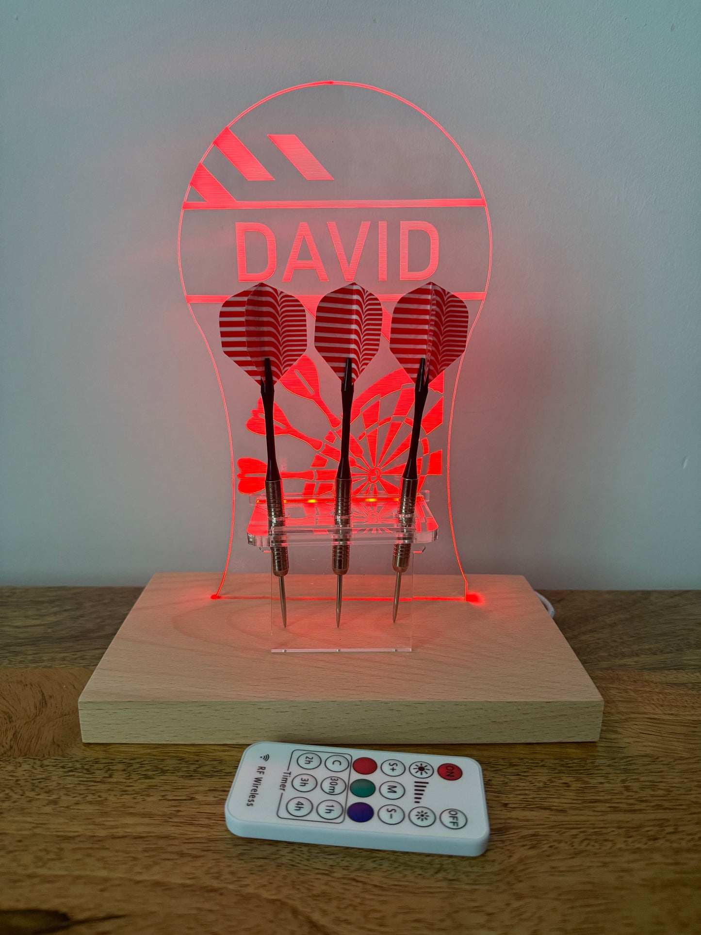 Personalised LED Light-Up Darts Holder – Custom Engraved with Any Name