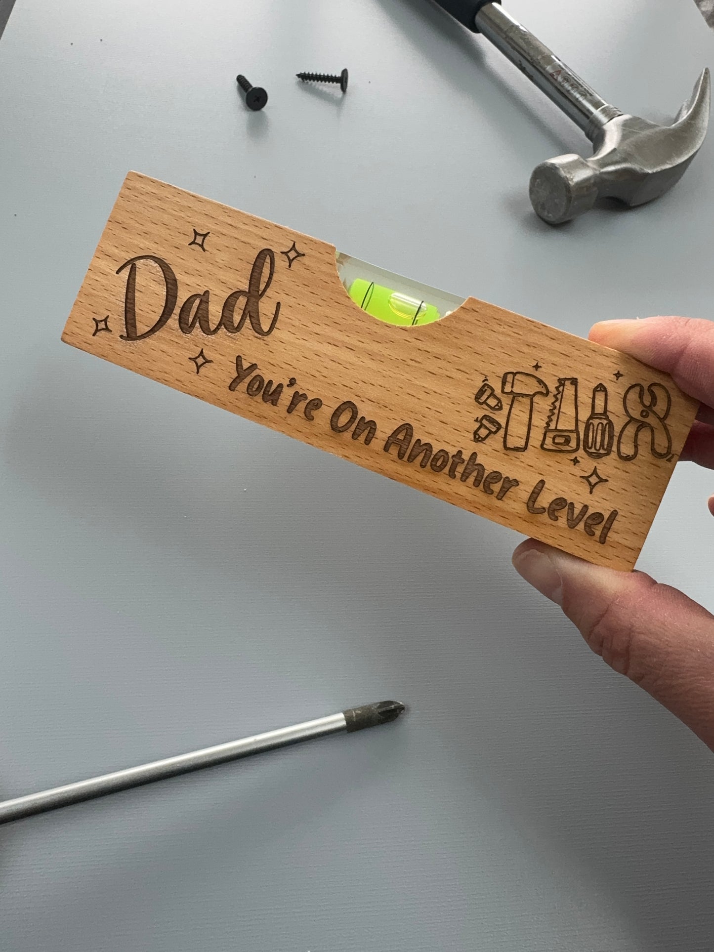 Personalised Wood Sprit Level - Gift For Dad