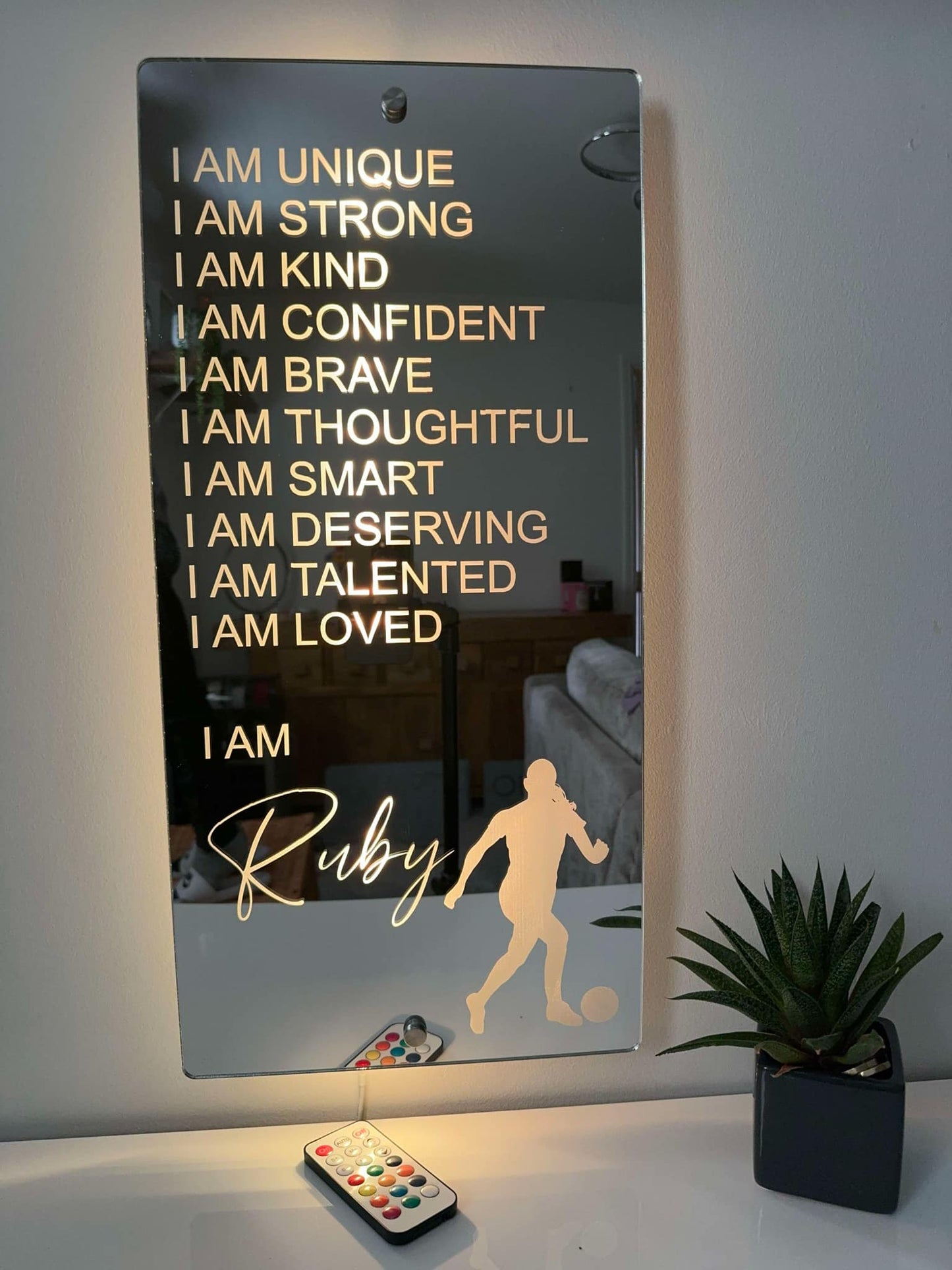 Personalised Affirmations Mirror - Football Gift