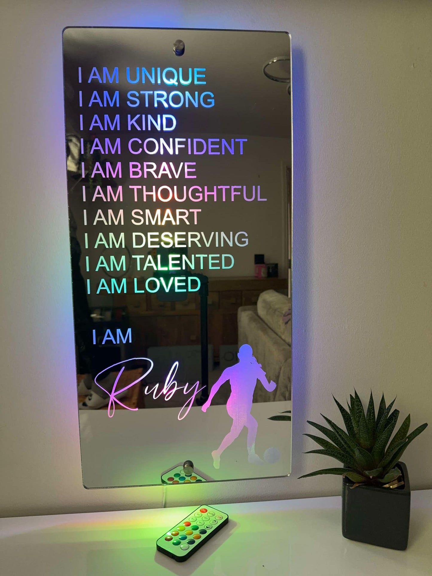 Personalised Affirmations Mirror - Football Gift