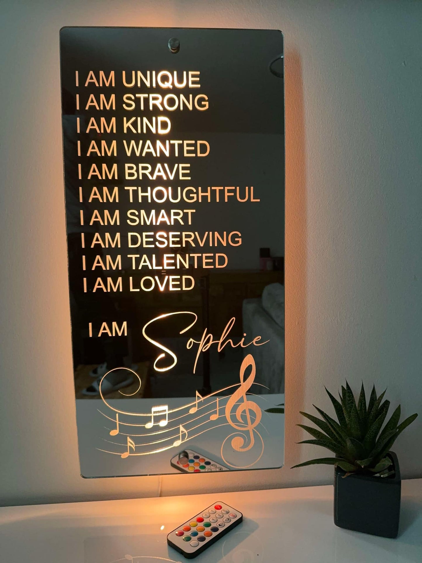 Personalised Affirmations Mirror - Music Gift