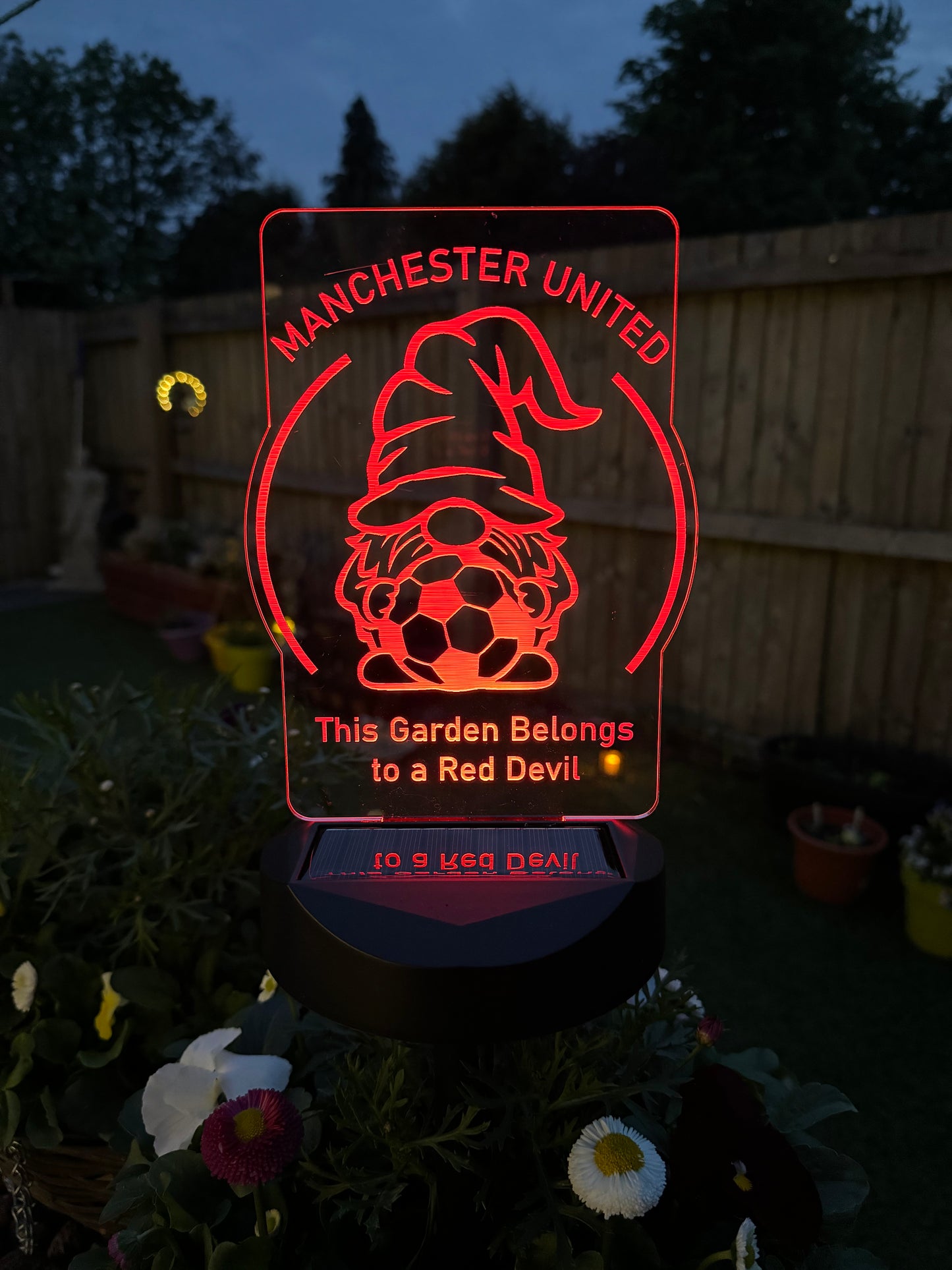 Manchester United Gift-  Garden Football Gift - Gnome Solar Light
