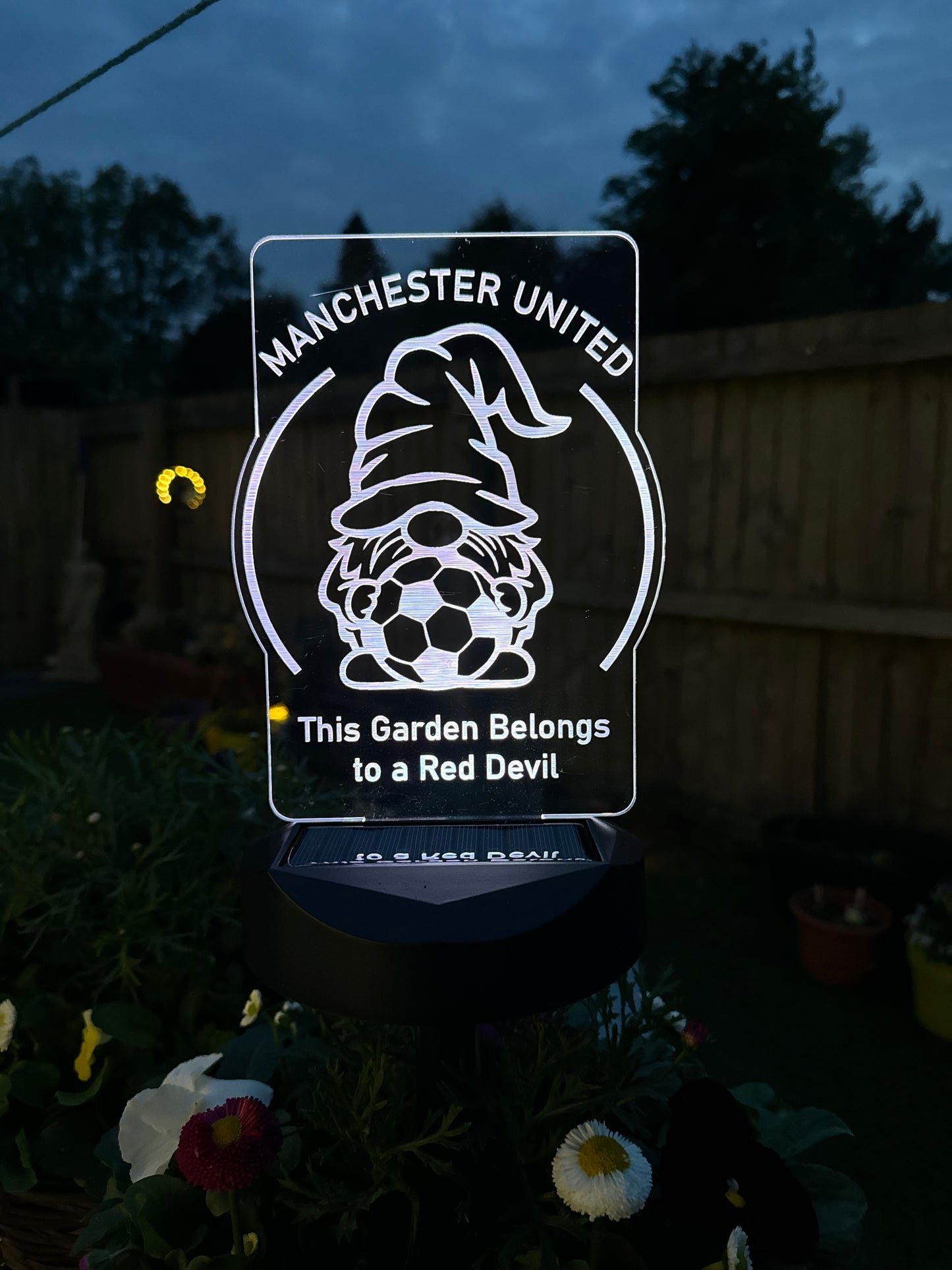 Manchester United Gift-  Garden Football Gift - Gnome Solar Light