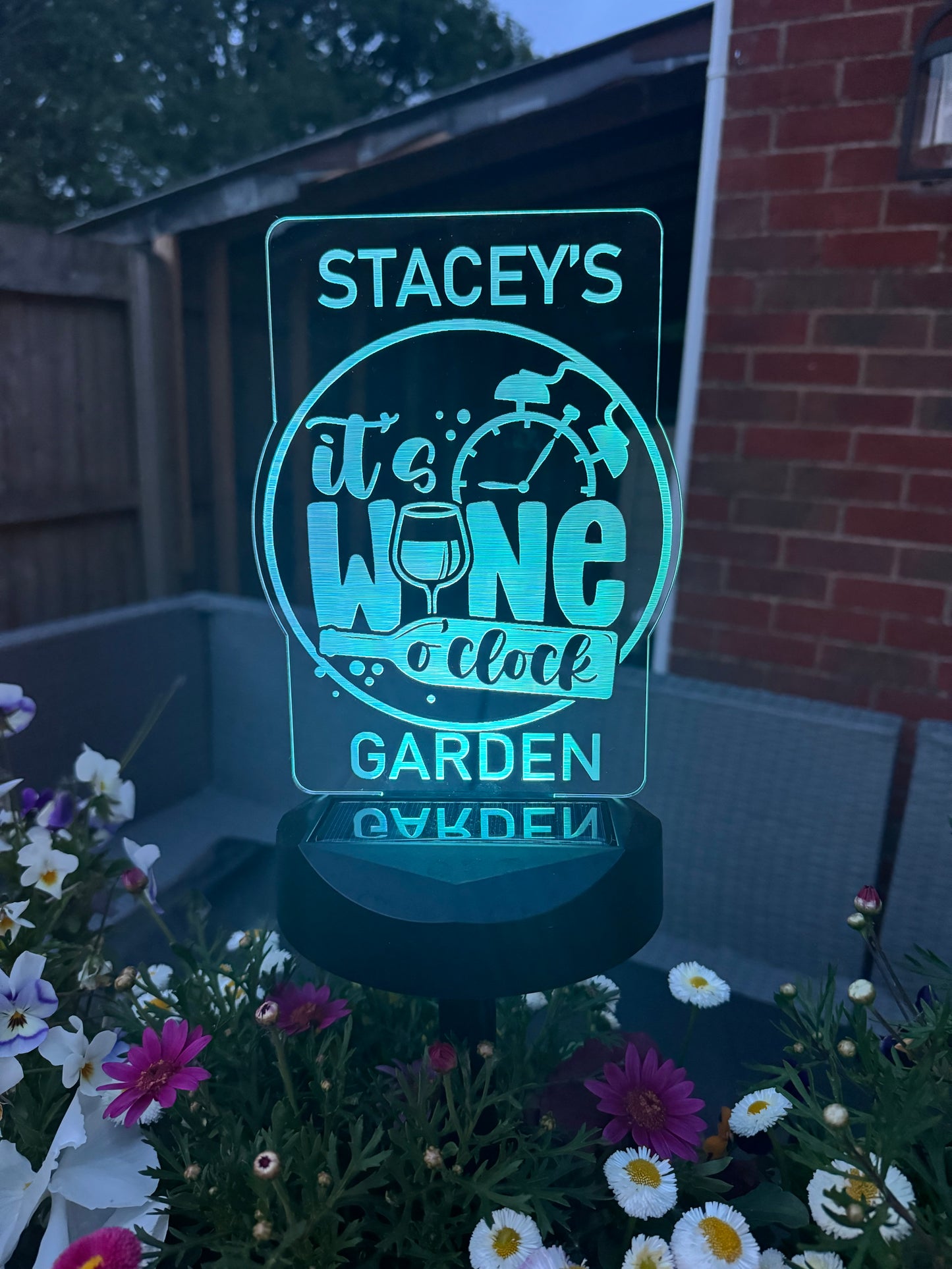 Personalised Solar Light - Its Wine O'Clock - Garden Gift