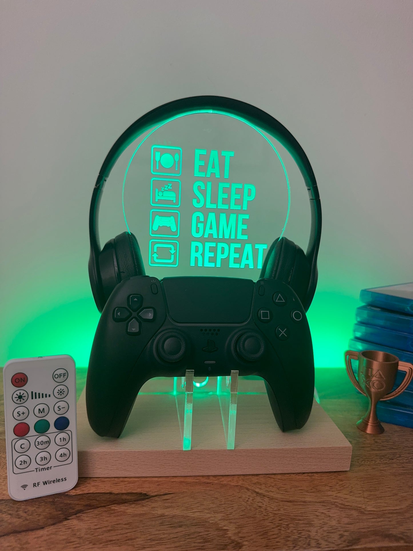 Gamer Gift - Gaming Controller Stand - Eat, Sleep, Game, Repeat