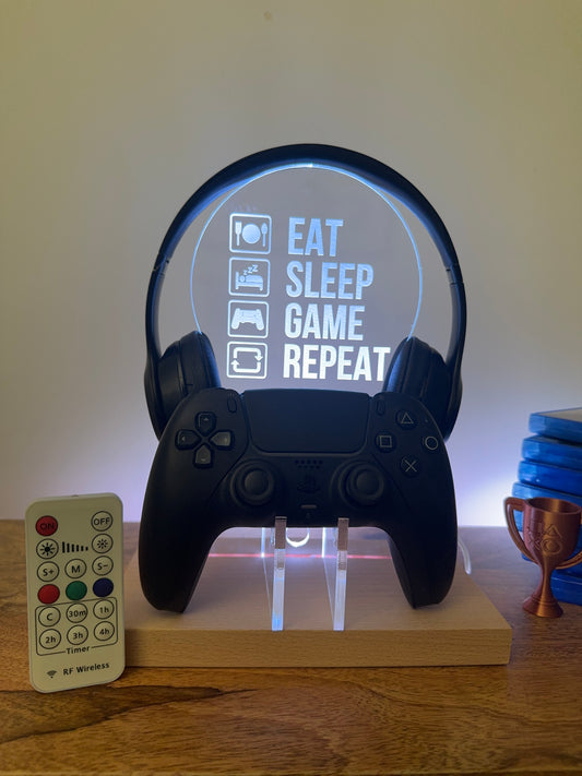 Gamer Gift - Gaming Controller Stand - Eat, Sleep, Game, Repeat