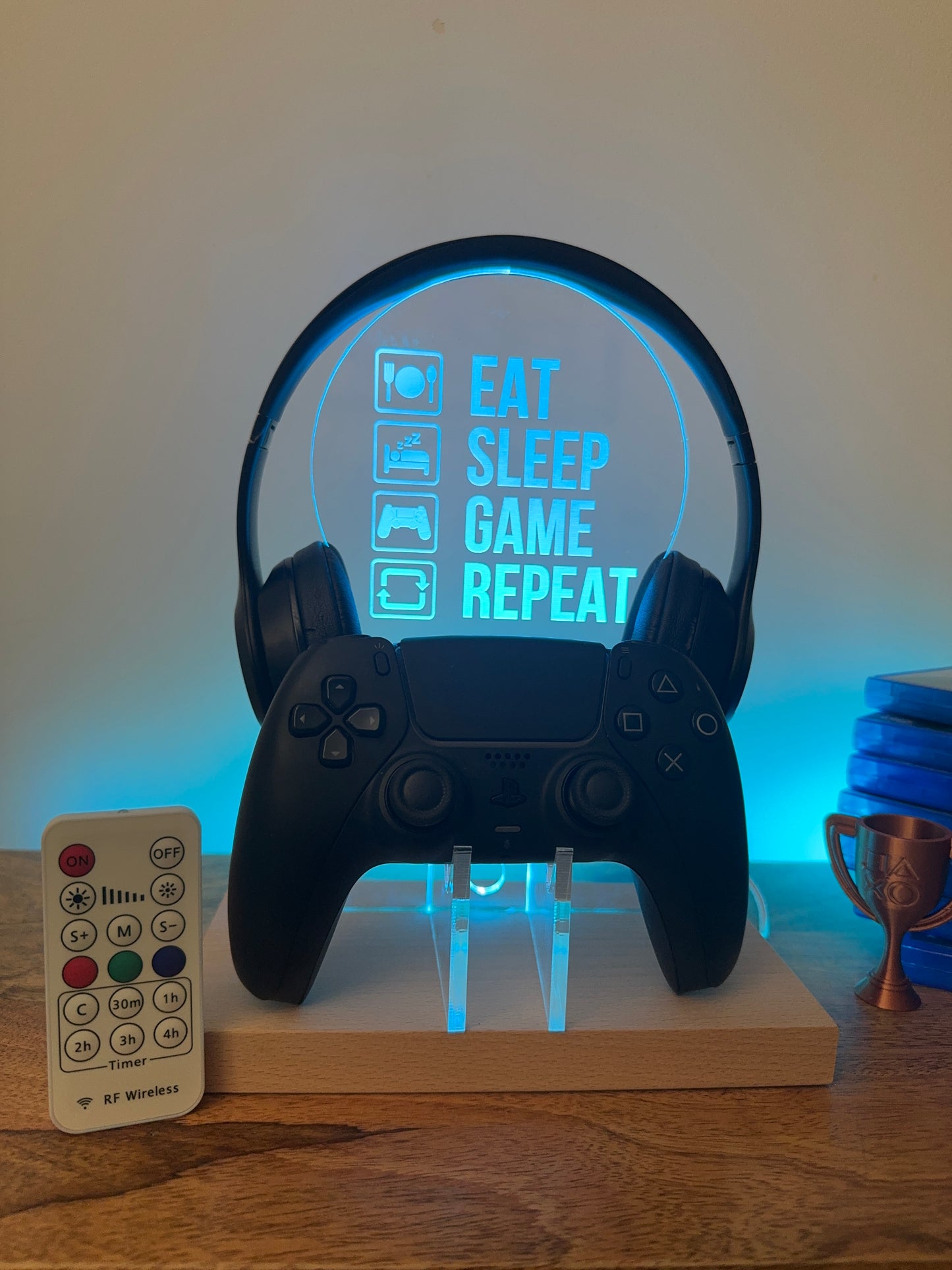 Gamer Gift - Gaming Controller Stand - Eat, Sleep, Game, Repeat