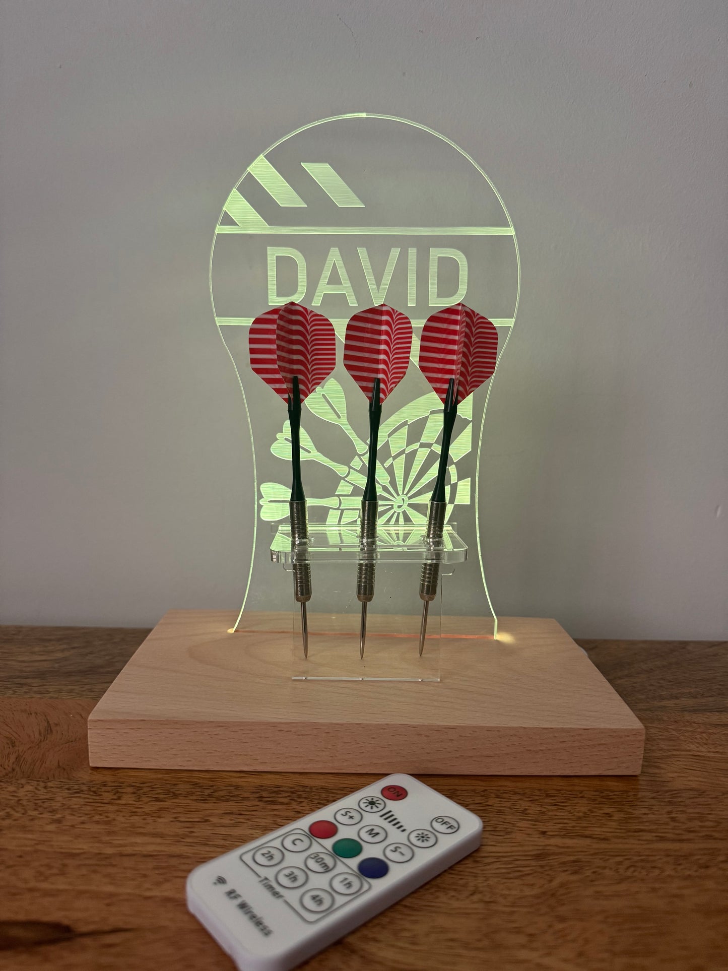 Personalised LED Light-Up Darts Holder – Custom Engraved with Any Name
