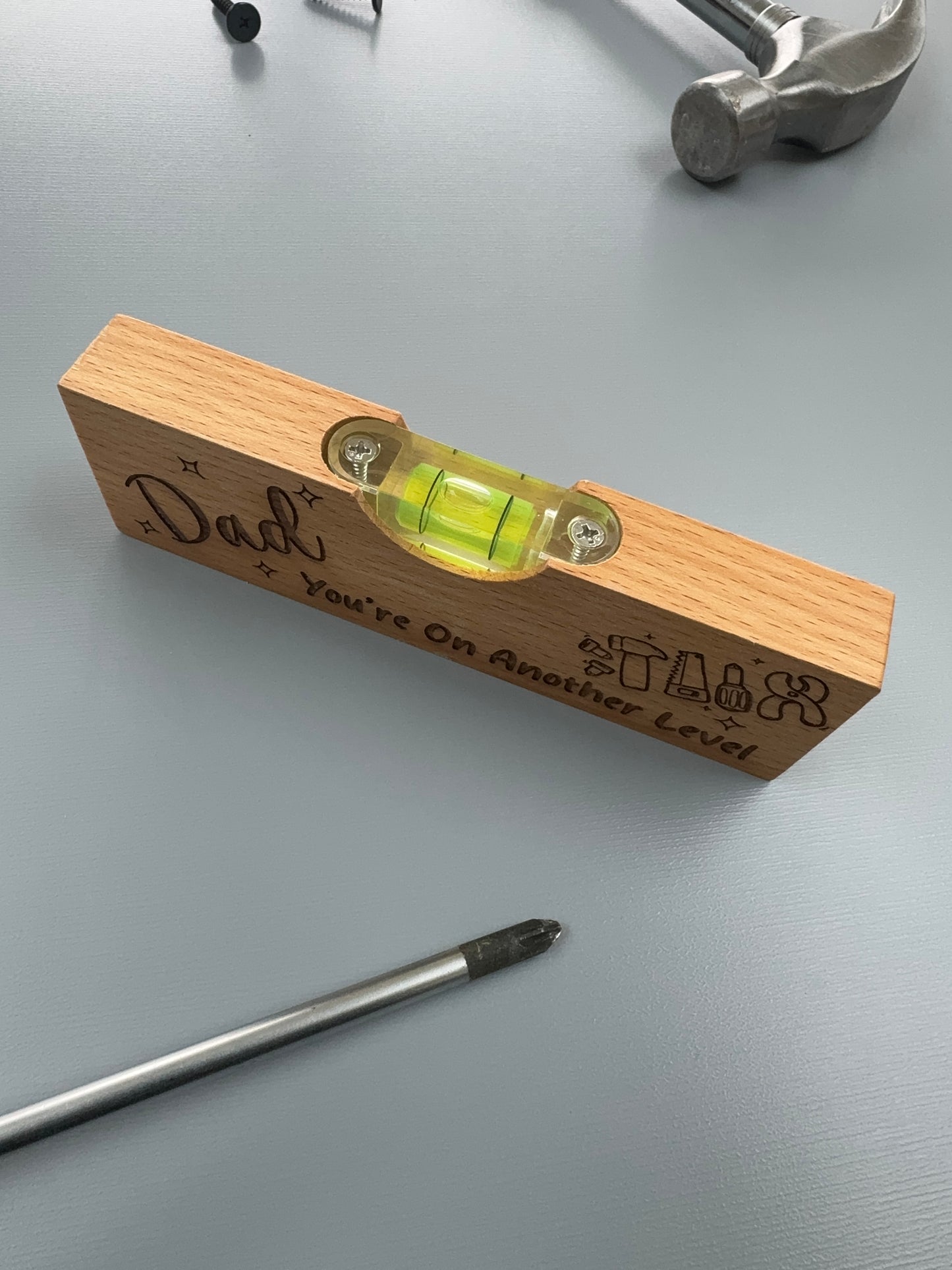 Personalised Wood Sprit Level - Gift For Dad