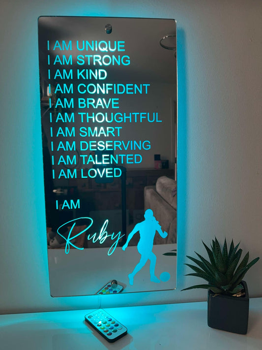 Personalised Affirmations Mirror - Football Gift
